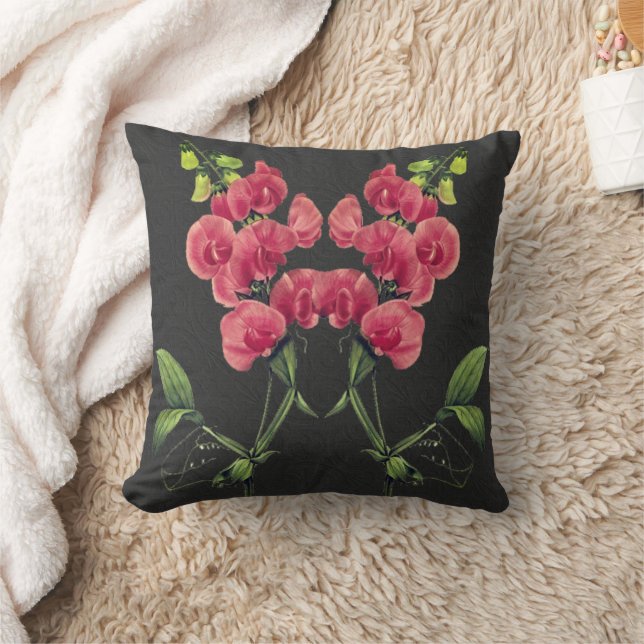 Cojín Decorativo Flores de chícharo dulces rosadas (Manta)