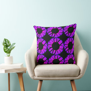 Cojín Decorativo Flores de cinta morada