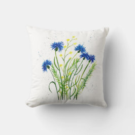 Cojín Decorativo Flores de color azul floral de flores de color acu