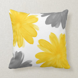 Cojín Decorativo Flores de color gris amarillo