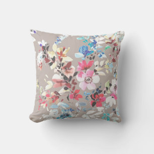 Cojín Decorativo Flores de colores, diseño artístico de las hojas y
