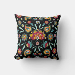 Cojín Decorativo Flores de colores y hojas estilo batik