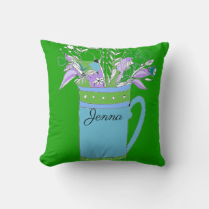 Cojín Decorativo Flores De Colorido Verde En Un Diseño Original Mug