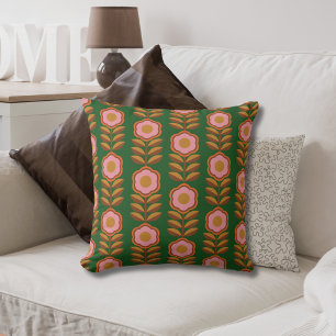 Cojín Decorativo Flores de cosecha, de color rosa sobre el patrón r