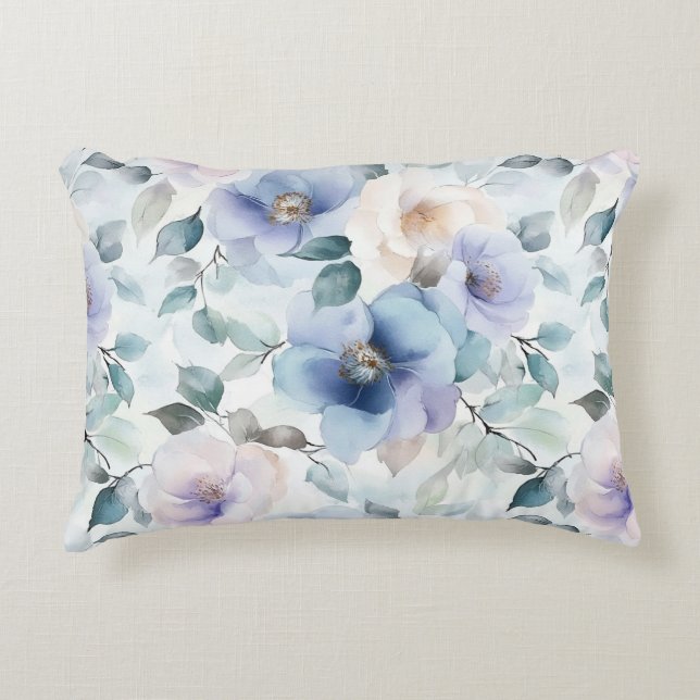 Cojín Decorativo Flores de crema de lavanda morada (Anverso)