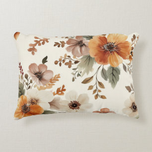 Cojín Decorativo Flores de Crema de Naranja