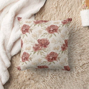 Cojín Decorativo Flores de Crema Rojos