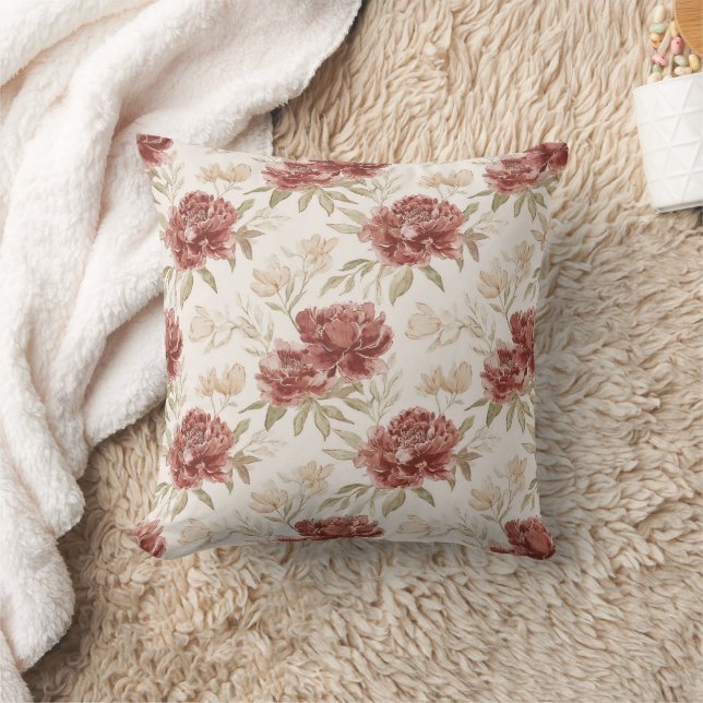 Cojín Decorativo Flores de Crema Rojos (Manta)