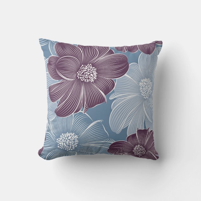 Cojín Decorativo Flores de dahlia abstractas: sin costuras florales (Anverso)