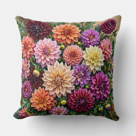 Cojín Decorativo Flores de Dalia Coloridas