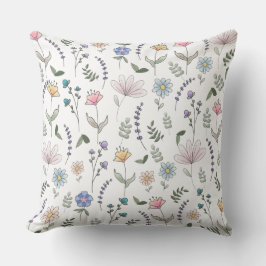 Cojín Decorativo Flores de doodle acuáticas de primavera