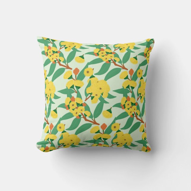 Cojín Decorativo Flores de eucalipto amarillo (Anverso)