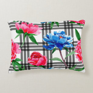 Cojín Decorativo Flores de flores silvestres de las peonías rojas y