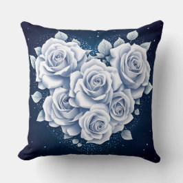 Cojín Decorativo Flores de forma de corazón blanco