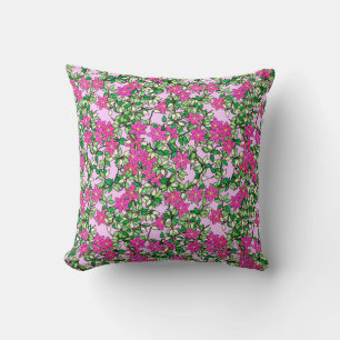 Cojín Decorativo Flores de fucsia en un fondo rosa pálido