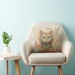 Cojín Decorativo Flores de gato de fantasía