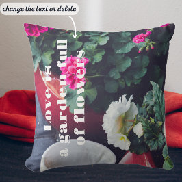 Cojín Decorativo Flores de geranio de jardín rosa y blanco