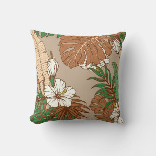 Cojín Decorativo Flores de hibisco de piel de leopardo