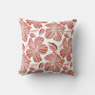 Cojín Decorativo Flores de hibisco hawaiano: estilo tropical marrón