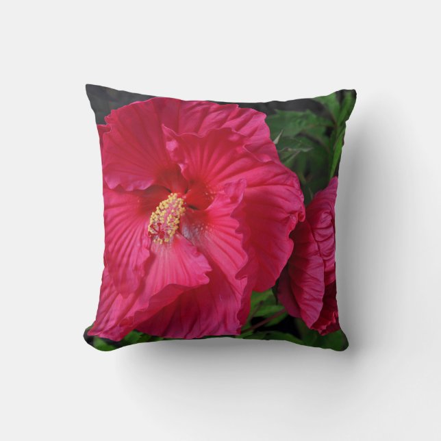 Cojín Decorativo Flores de hibiscos rosas (Anverso)