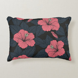Cojín Decorativo Flores de hibiscus: papel de pared oscuro sin cost
