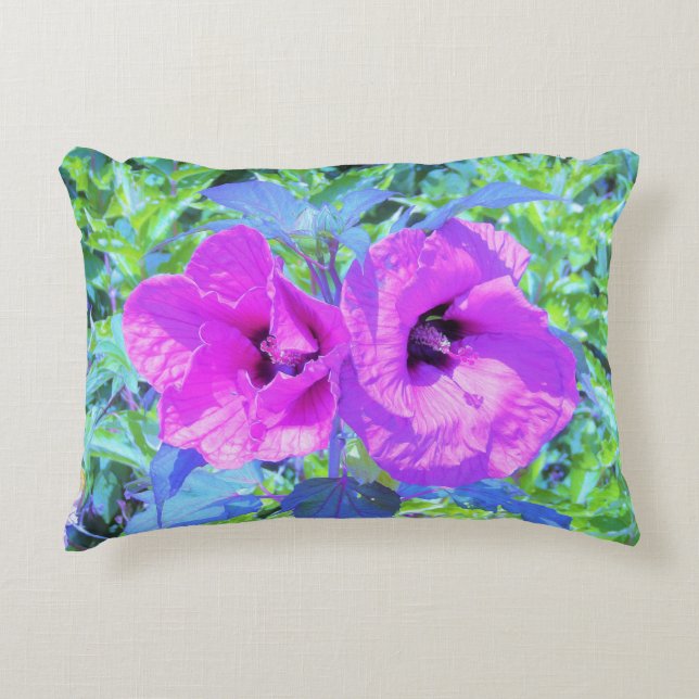 Cojín Decorativo Flores de Hibiscus púrpura ultravioleta (Anverso)