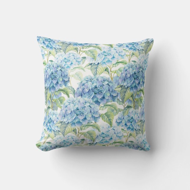 Cojín Decorativo Flores de hidrangea acuarelas (Anverso)