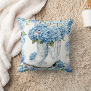 Cojín Decorativo Flores de hortensia acuarela