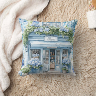 Cojín Decorativo Flores de hortensia acuarela