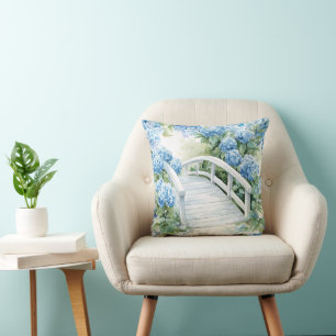 Cojín Decorativo Flores de hortensia acuarela