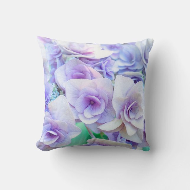 Cojín Decorativo flores de hortensia azules (Anverso)