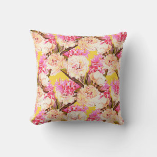Cojín Decorativo Flores de Hyacinth y peonis, sin costura. Wat