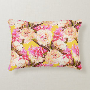 Cojín Decorativo Flores de Hyacinth y peonis, sin costura. Wat