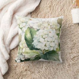 Cojín Decorativo Flores de Hydrangea acuarela