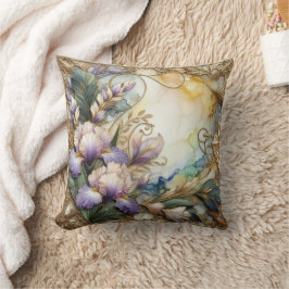 Cojín Decorativo Flores de iris de lavanda de bonito con desplazami