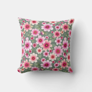 Cojín Decorativo Flores de jardín de color rosa pansy vintage