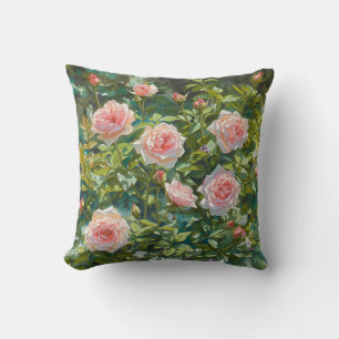 Cojín Decorativo Flores de jardín de rosa ligeramente rosa