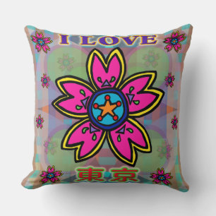 Cojín Decorativo Flores de Kanji Pillow: "ME ENCANTA TOKIO"