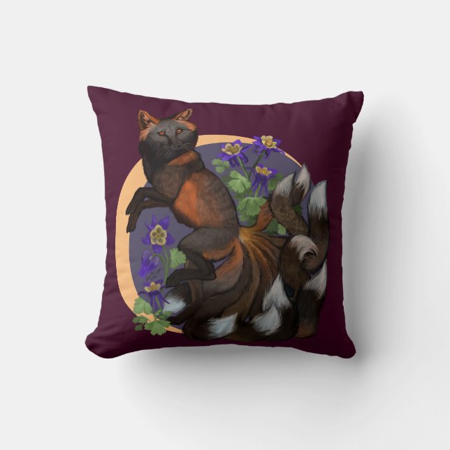 Cojín Decorativo Flores de Kitsune y Columbine (Anverso)