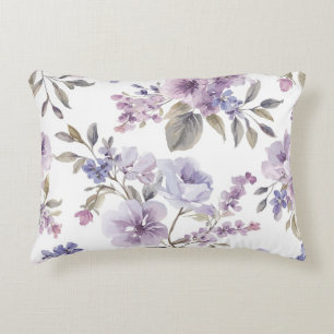 Cojín Decorativo Flores de lavanda acuarela púrpura botánico