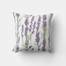 Cojín Decorativo Flores de lavanda al acuarela