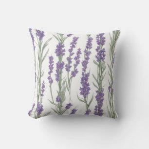 Cojín Decorativo Flores de lavanda al acuarela