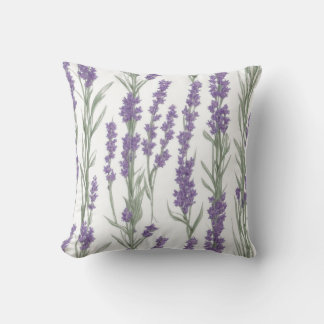 Cojín Decorativo Flores de lavanda al acuarela