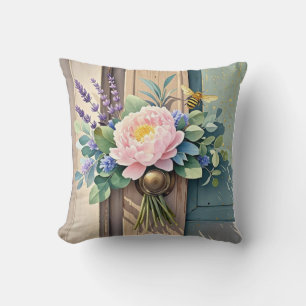 Cojín Decorativo Flores de lavanda de Bouquet peonies Rustic