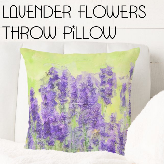 Cojín Decorativo Flores de lavanda Flor de Lilac púrpura (lavender Flowers Square Throw Pillow. Spring and Easter Decor inspiration.)