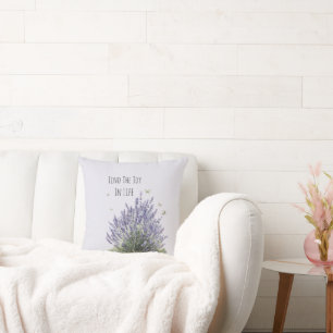 Cojín Decorativo Flores de lavanda púrpura Mariposas Menta Alegría