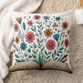 Cojín Decorativo Flores de libro abiertas Grandes