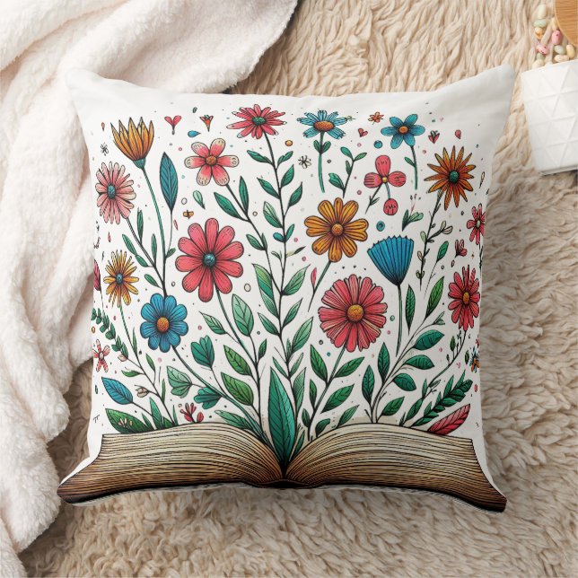 Cojín Decorativo Flores de libro abiertas Grandes (Manta)