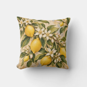 Cojín Decorativo Flores de limón al aguarela vintage Mediterráneo T