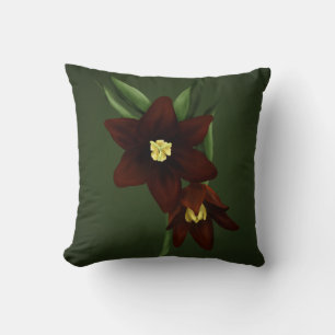 Cojín Decorativo Flores de lirio de chocolate ilustradas